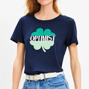 Loft | Optimist Clover Everyday Crew Tee Navy Green St. Patrick's Day T-Shirt